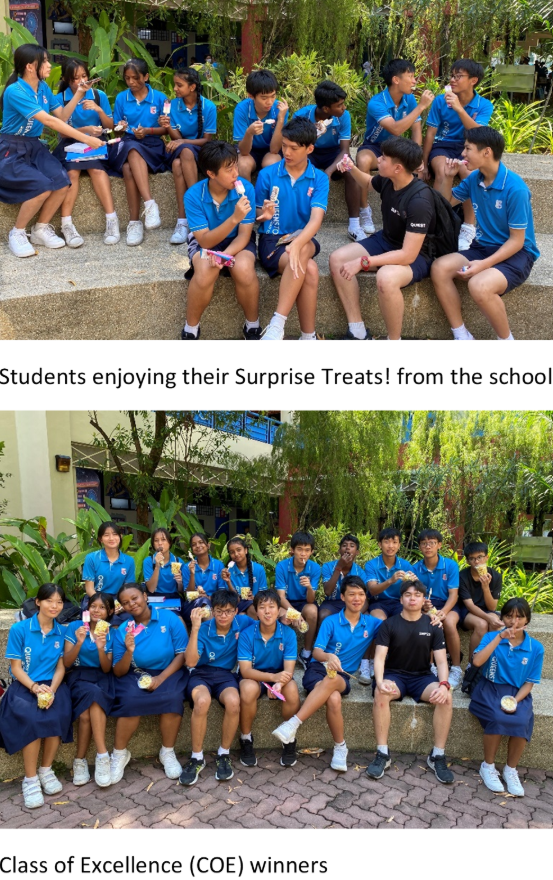 Students enjoying their surprise treats 